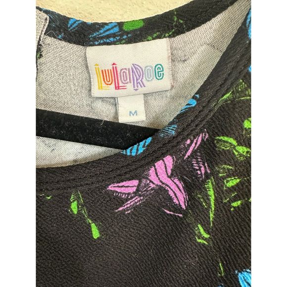 LuLaRoe Women's Textured Stretch Knit Fit & Flare Wildflower Pattern Dress Sz M - Picture 3 of 4